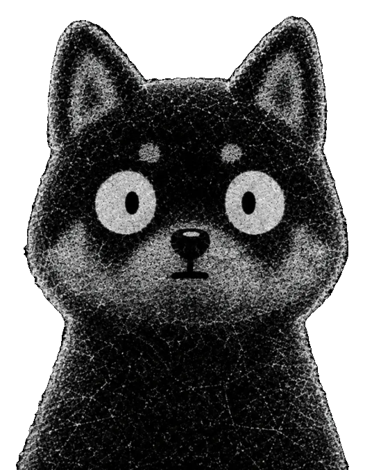 Inu Brain, a black dog with wide eyes